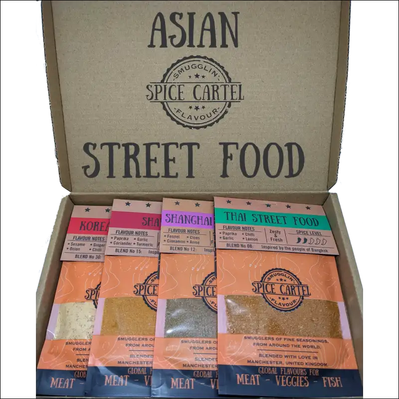 Asian Street Food Spice Gift Box With Star Anise And Black Pepper Flavors