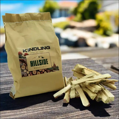 Kiln Dried Ash Kindling In a Bag On Table - Hardwood Ash Product