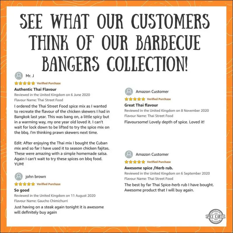 Bbq Bangers Gift Box Flyer Featuring Vegan-friendly, Black Pepper, Thai Street Food Rubs