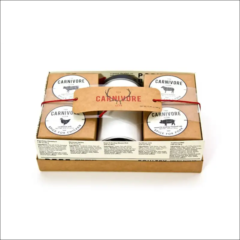 Caribe Gift Box From Carnivore Club With Bbq Spice Set, Featuring Kiln Dried Wood Fuels
