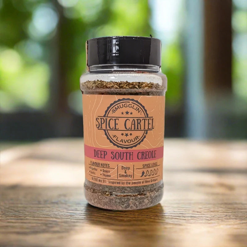Deep South Creole 240g Shaker, a Jar Of Spices On a Kitchen Counter