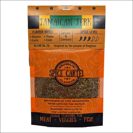 Jamaican Jerk 35g Spice Cartel Resealable Pouch Of Seasoning On White Background