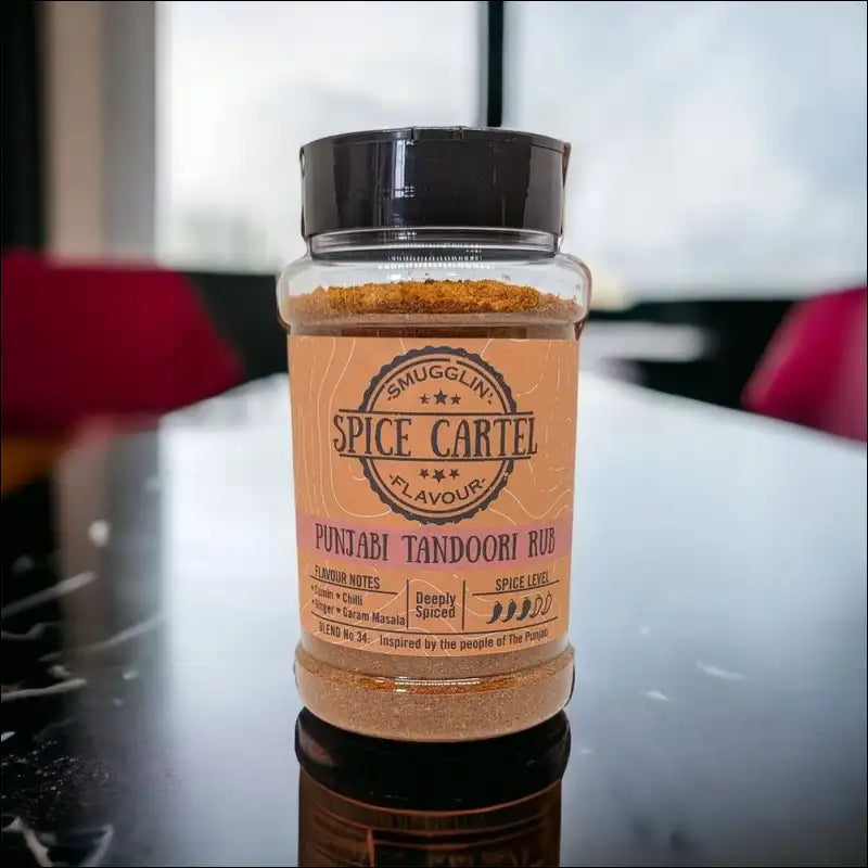 Punjabi Tandoori Spice Blend 240g Shaker, a Jar Of Spice Sits On a Table