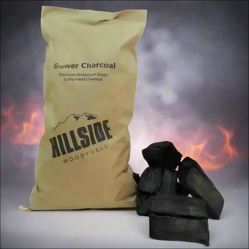 Bag Of Grade Lumpwood Charcoal From Gower Charcoal, Ideal For Restaurants, With Pieces Displayed