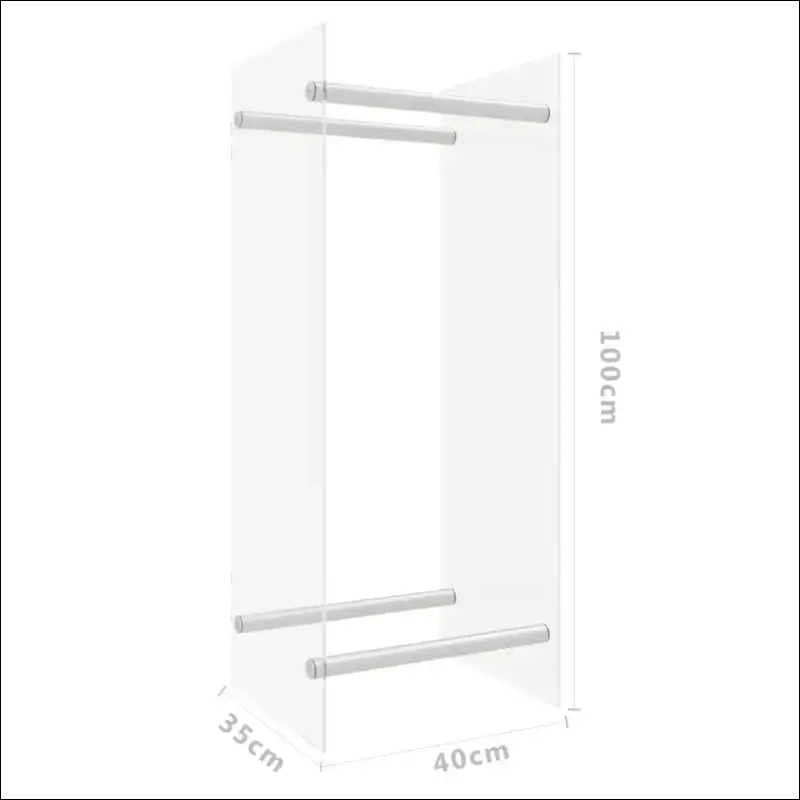 Tempered Glass Firewood Rack With White Glass Door And Metal Handle