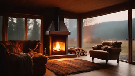 Cozy fireplace with a warm, glowing fire perfect for avoiding wood burning mistakes