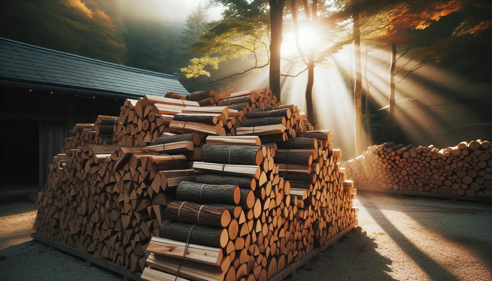 Stack of neatly piled firewood logs illustrating benefits of kiln dried wood