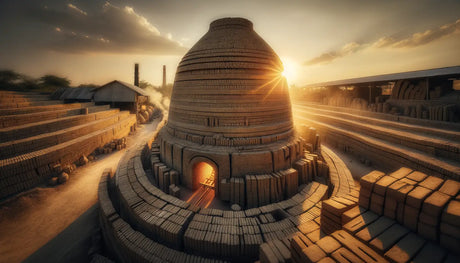 Beehive-shaped brick kiln with glowing openings highlighting drying quality impact