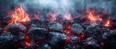 Glowing Coal Embers And Flames Illustrating Charcoal Quality Importance In Grilling.