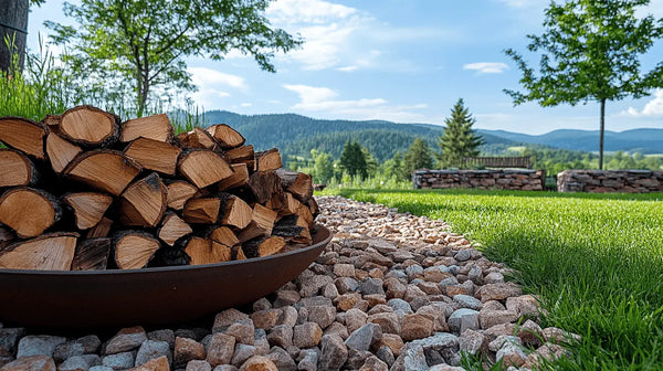 Stack of chopped firewood in a metal container for efficient kiln drying.