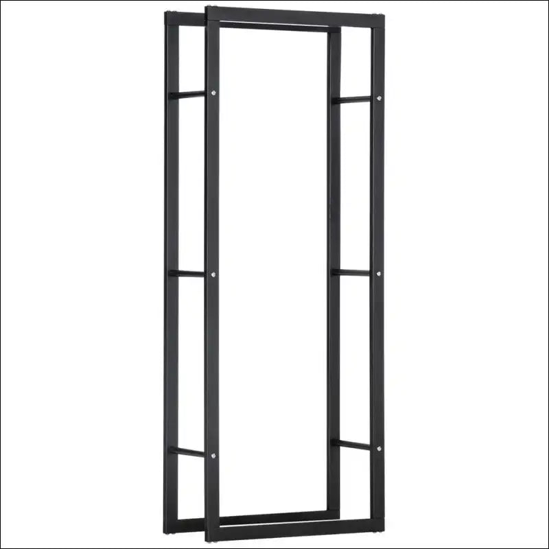 Minimalist black metal firewood rack with open design and 100kg capacity for logs