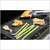 Chicken And Asparagus Grilling On Bbq Grill Mat, Showcasing Non-stick Feature