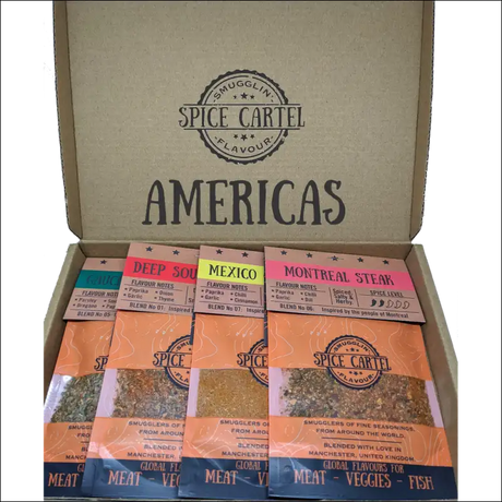 Americas Spice Gift Box Featuring Deep South Creole And Black Pepper Samples