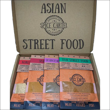 Asian Street Food Spice Gift Box With Star Anise And Black Pepper Flavors