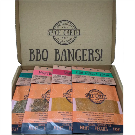 Bbq Bangers Gift Box With Vegan Friendly Spices Including Black Pepper For Thai Street Food