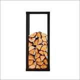 Elegant Black Firewood Log Rack With Firewood, Perfect For Bbq Charcoal Storage