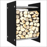 Firewood Rack Transparent Tempered Glass & Steel With Logs In a Rectangular Firewood Box