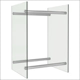 Tempered Glass Door With Metal Handle On The Firewood Rack Transparent Tempered Glass & Steel