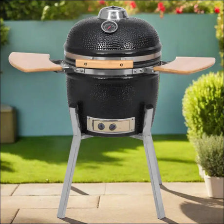 Kamado Barbecue Grill Smoker Ceramic 76 Cm Featuring Charcoal Steel Design