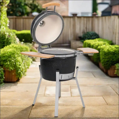Kamado Barbecue Grill Smoker Ceramic 76 Cm On Patio, Perfect For Outdoor Cooking