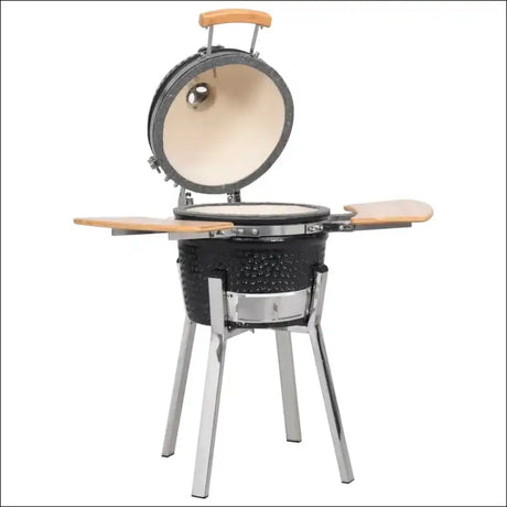 Kamado Barbecue Grill Smoker Ceramic 81 Cm With Charine Portable Bbq Wood Handle