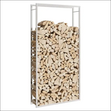 Stainless Steel Outdoor Log Rack With Firewood Logs, Ideal For Spacious Storage