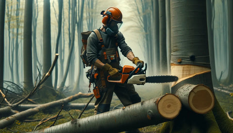 responsible harvesting. logger felling a tree