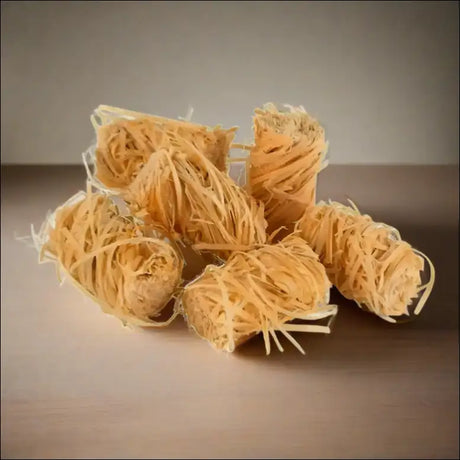 Natural Wood Wool Firelighters Pack Of 40 With Shredded Noodles On Table