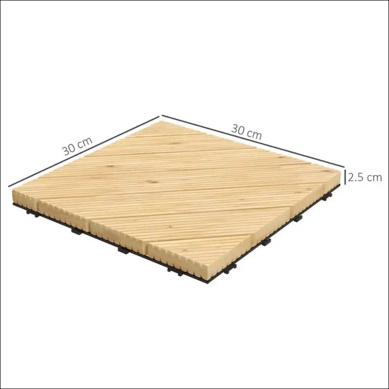 Outsunny 9 Pcs Interlocking Wood Deck Tiles, Kiln Dried & Ready To Burn, For Outdoor Use