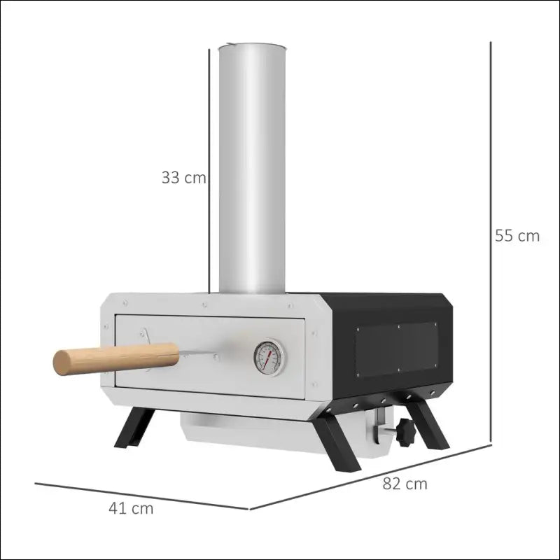 Outsunny Wood Fired Pizza Oven With Rotating Pizza Stone And Measurements, Kiln Dried