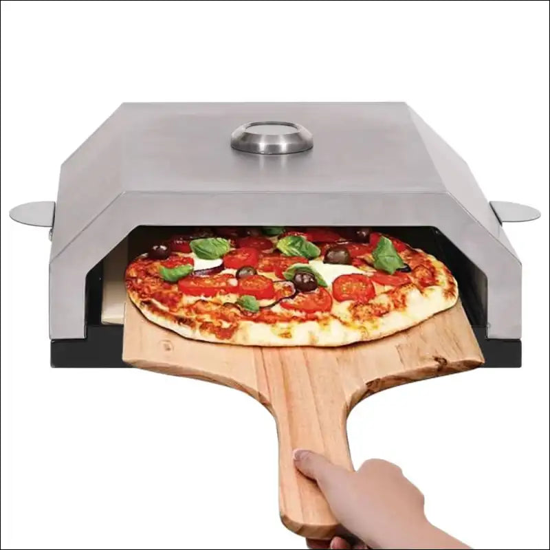 Pizza Oven With Freshly Made Pizza On Ceramic Stone For Gas Charcoal Bbq