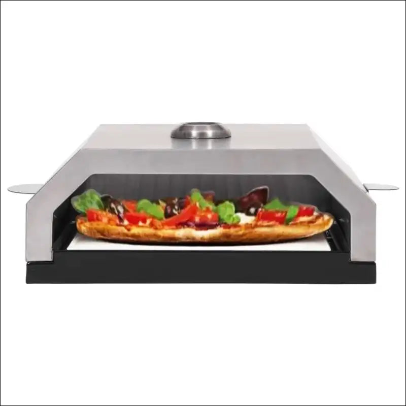 Pizza Oven With Ceramic Stone For Gas Charcoal Bbq Showcasing Freshly Made Pizza