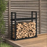 Solid Pine Wood Firewood Rack With Logs On Deck - Perfect For Storing Firewood