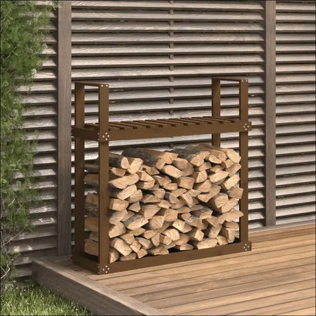 Solid Pine Wood Firewood Rack With Logs - Durable And Stylish Storage Solution