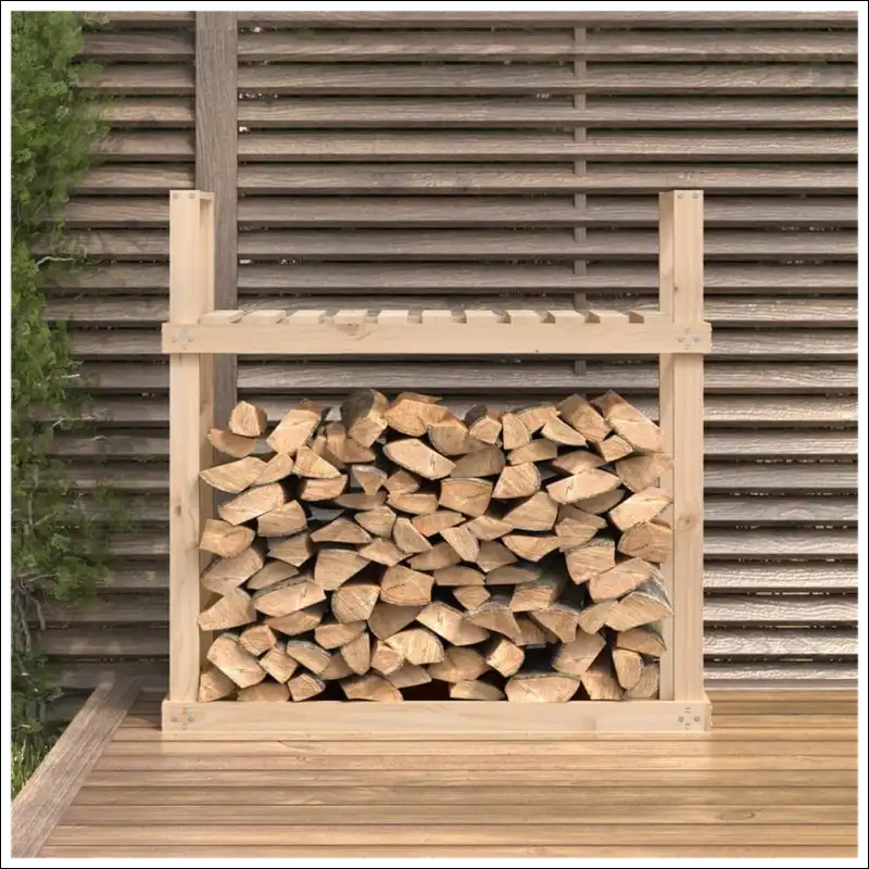 Solid Wood Pine Firewood Rack With Neatly Stacked Logs For Stylish Storage