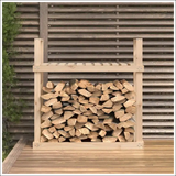 Solid Wood Pine Firewood Rack With Neatly Stacked Logs For Stylish Storage