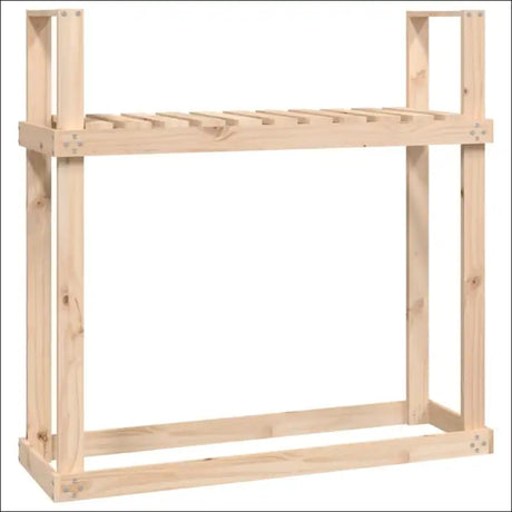 Solid Pine Wood Firewood Rack: Elegant Wooden Shelf With a Handy Shelf On Top