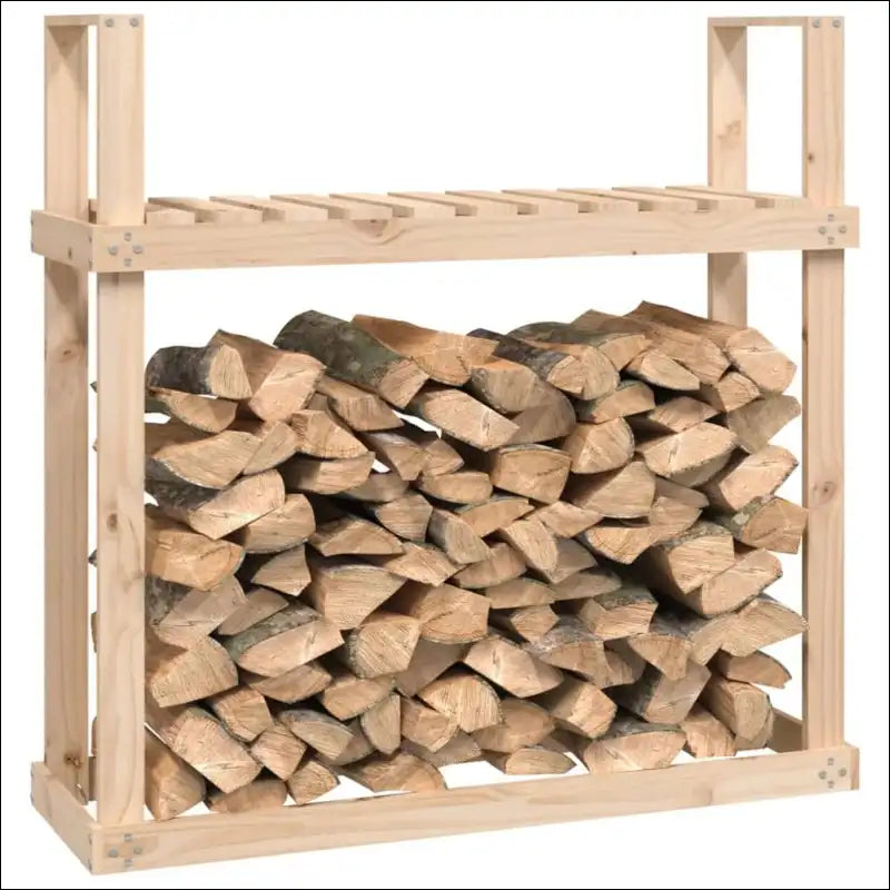 Solid Pine Wood Firewood Rack With Logs - Durable Pine Wood Storage For Fireplaces