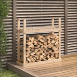 Solid Pine Wood Firewood Rack With Stacked Firewood - Sturdy And Durable Storage Solution