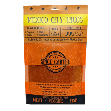 Spice Cartel’s Mexico City Tacos Spice Blend In 35g Resealable Pouch On White Background