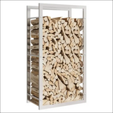 Stainless Steel Firewood Rack With Stacked Logs - Durable Indoor Log Holder For Home