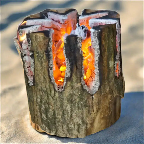 Swedish Candles Fire Pit Made From Kiln Dried Tree Stump, Pack Of 5