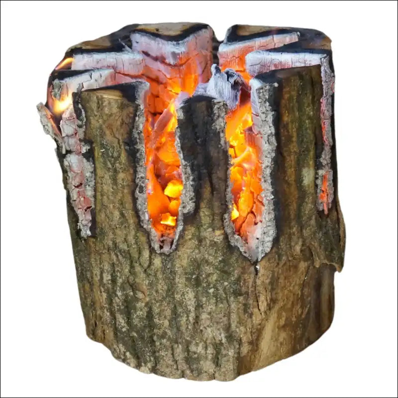 Swedish Torch Burning Log With Glowing Embers, Made From High Heat Output Ash Wood