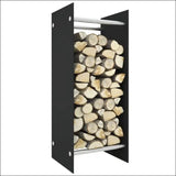 Tempered Glass Firewood Rack: a Stylish Black Holder With Logs Stored Inside