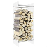 Tempered Glass Firewood Rack Showcasing a Stack Of Logs In a Clear Case